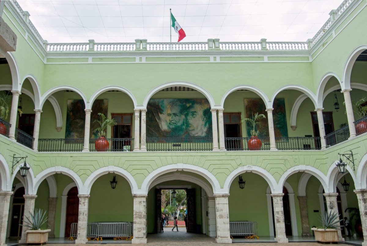 Vista de la Plaza de Gobierno de Mérida.